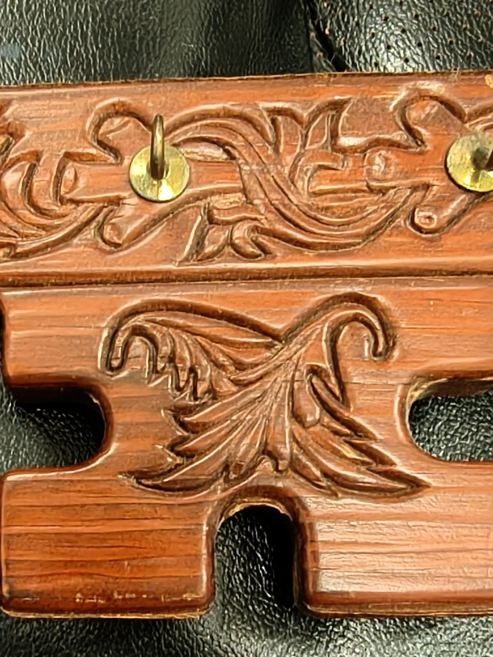 Vintage Carved Wooden Skeleton Key Organizer